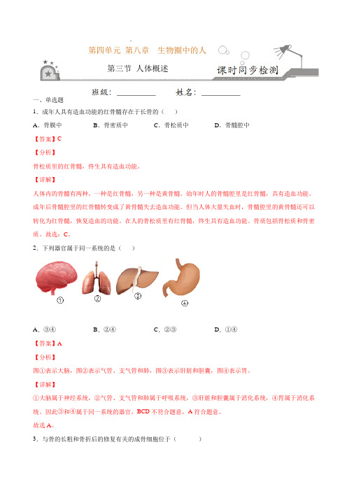 专题4.8.3 人体概述(解析版)