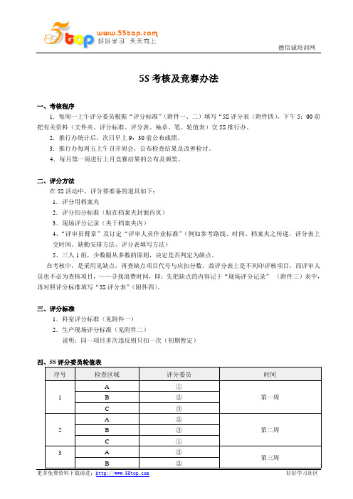 5S考核及竞赛办法