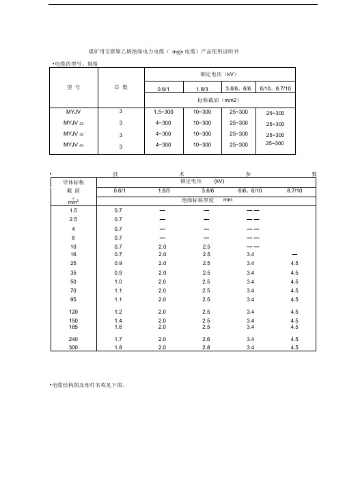 煤矿用交联电缆说明书(myjv电缆)