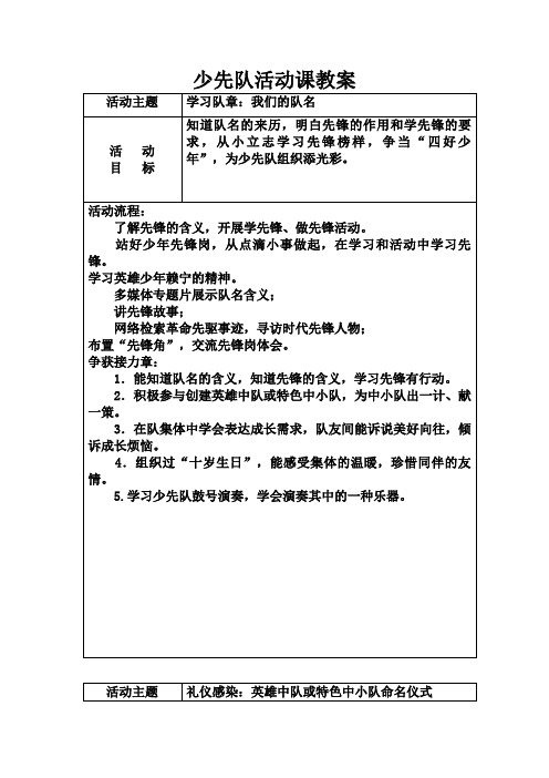 四年级上少先队活动课教案