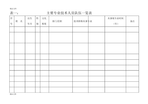 主要专业技术人员队伍一览表word版本