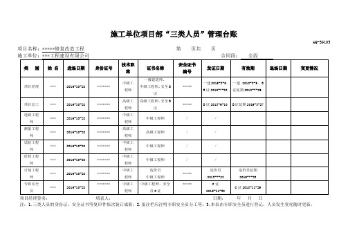 施工单位项目部三类人员台账(上传)