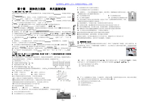 教科版八年级物理下册  第十章  流体的力现象  单元监测试卷(含答案)