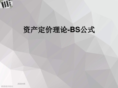 资产定价理论-BS公式