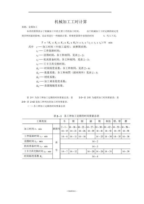 机械加工工时计算