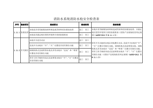 消防水系统消防水枪安全检查表