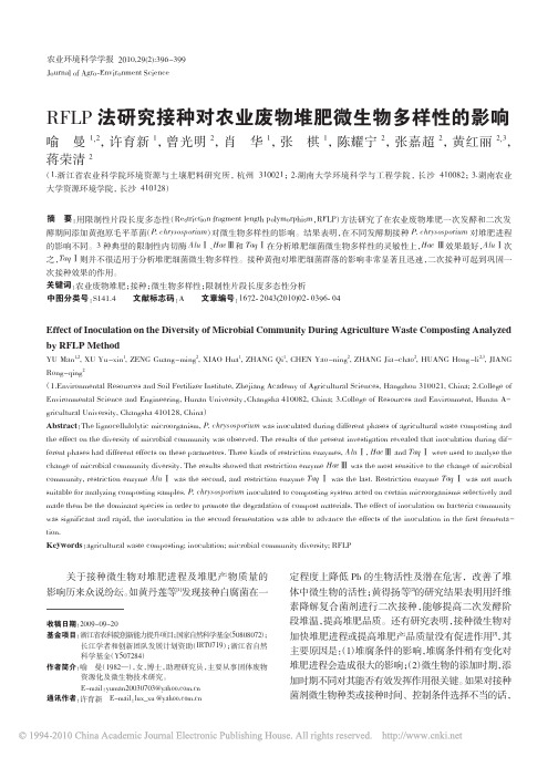RFLP法研究接种对农业废物堆肥微生物多样性的影响