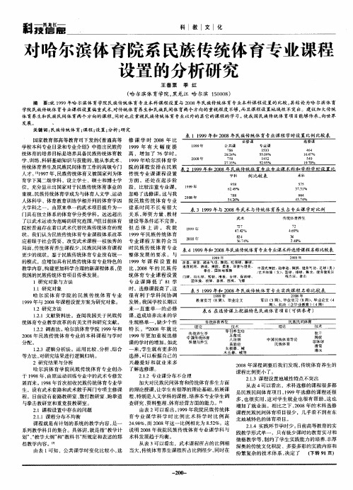 对哈尔滨体育院系民族传统体育专业课程设置的分析研究