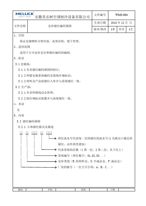 储位编码管理规定