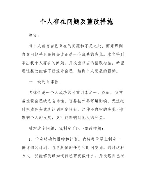 个人存在问题及整改措施