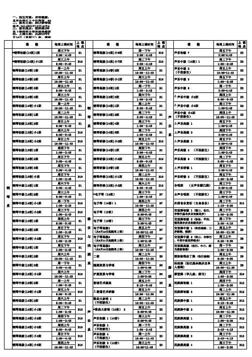 上海老年大学上师大分校14秋季招生简章-1(2)xls