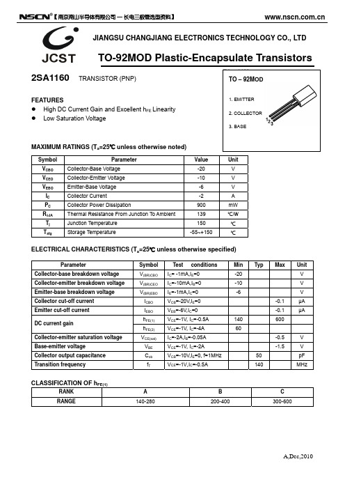 2SA1160三极管(TO-92MOD)