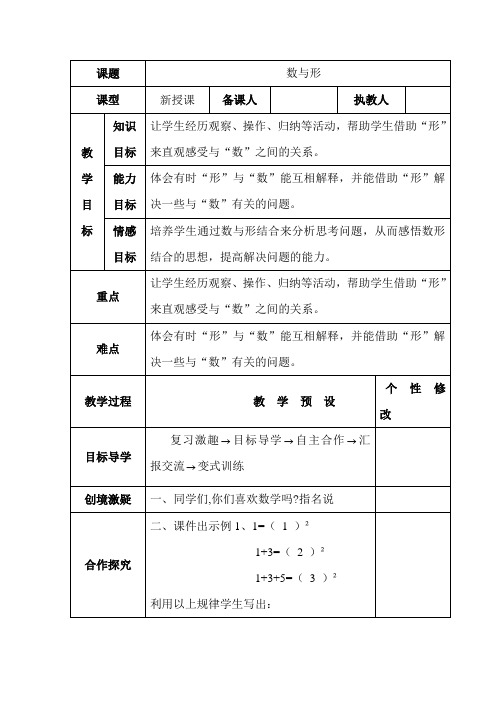 人教版小学数学六年级上册《8数学广角——数与形》公开课导学案_1