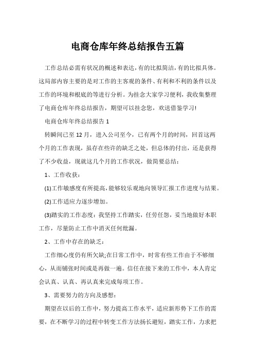 (年终总结)电商仓库年终总结报告五篇