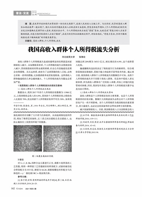 我国高收入群体个人所得税流失分析