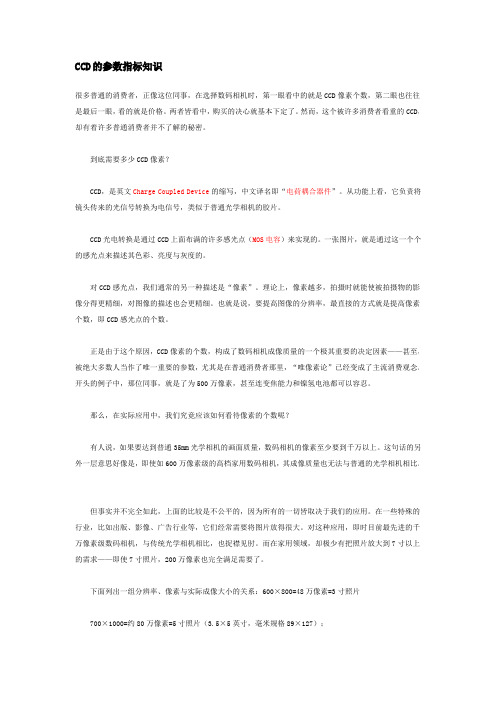 CCD的参数指标知识