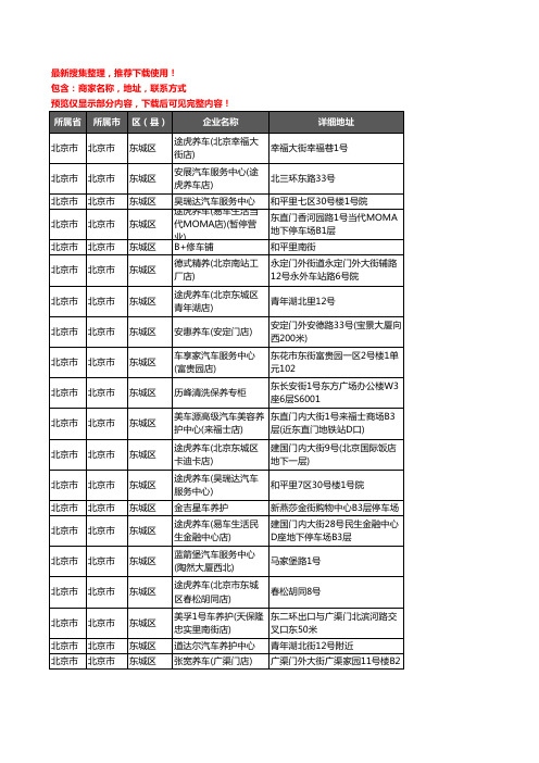 新版北京市北京市东城区汽车保养企业公司商家户名录单联系方式地址大全20家