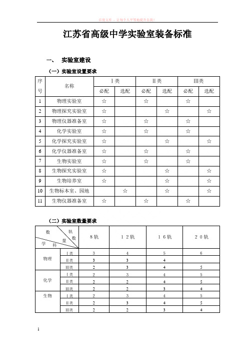 普通高中理化生实验室建设标准