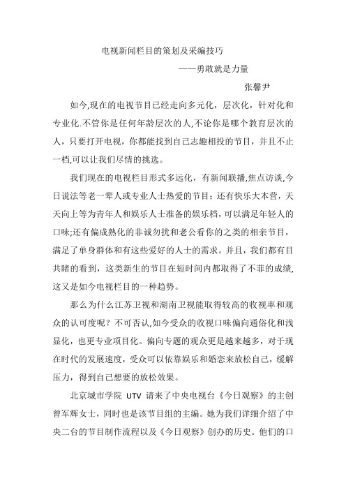 电视新闻栏目的策划及采编技巧【精品可编辑范本】