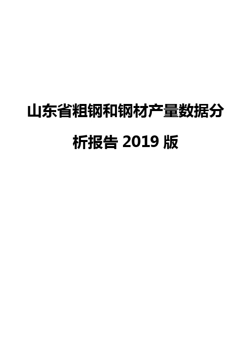 山东省粗钢和钢材产量数据分析报告2019版