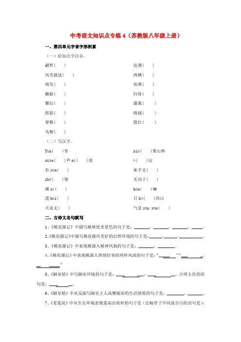 八年级语文上册中考知识点专练4苏教版