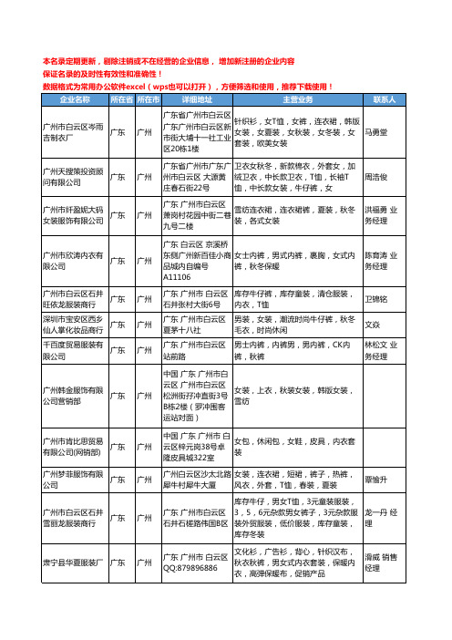 2020新版广东省广州秋裤工商企业公司名录名单黄页大全84家