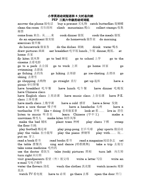 小学英语动词短语和4大时态归纳