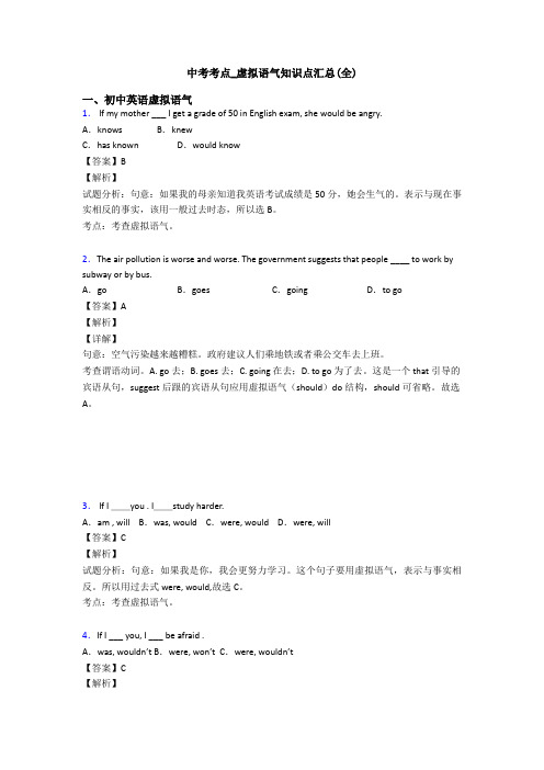 中考考点_虚拟语气知识点汇总(全)