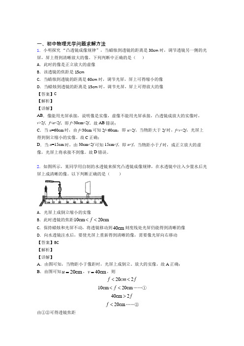 中考物理二轮 光学问题求解方法 专项培优及详细答案