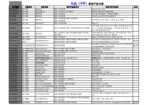 马勒滤清器产品表对照表