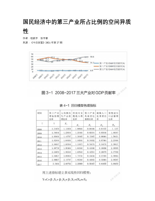 国民经济中的第三产业所占比例的空间异质性