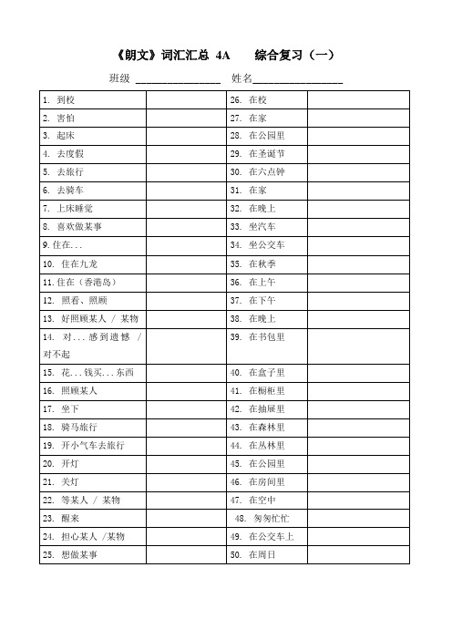 香港朗文4A词汇及练习