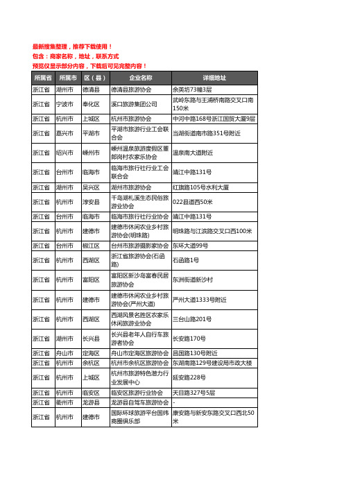 新版浙江省旅游行业企业公司商家户名录单联系方式地址大全31家