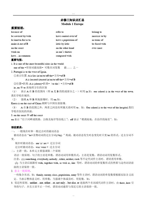 2019整理外研版高中英语必修三全册重要知识点归纳(词汇_短语_句型_语法总结.doc