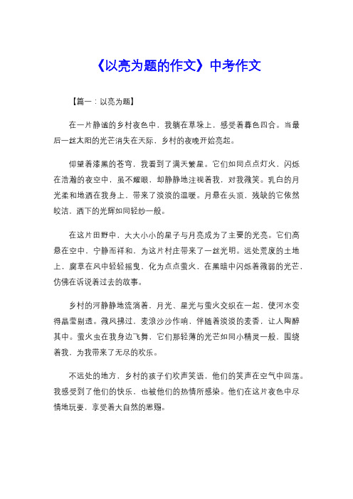 《以亮为题的作文》中考作文