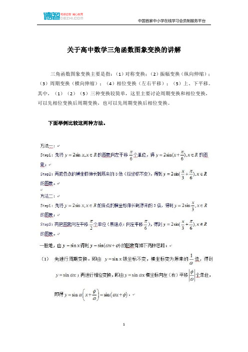 高中数学：关于三角函数图象变换的讲解