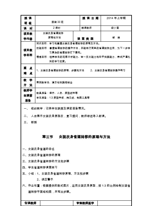 女装衣身省道转移原理和方法
