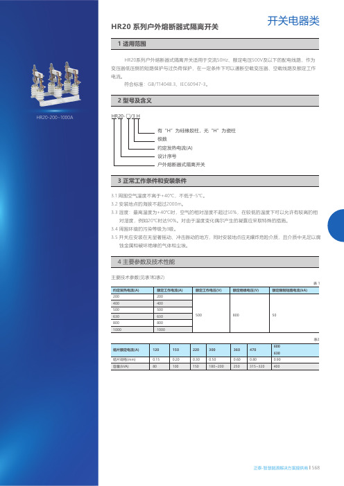 HR20系列户外熔断器式隔离开关