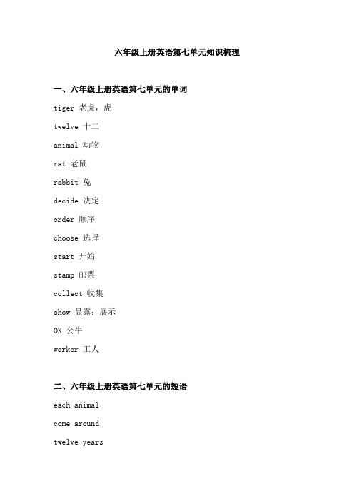 六年级上册英语第七单元知识梳理