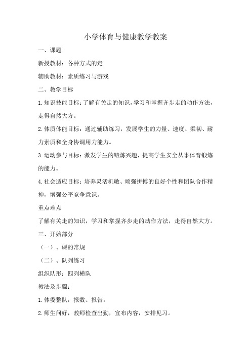 小学体育与健康各种方式的走教学教案
