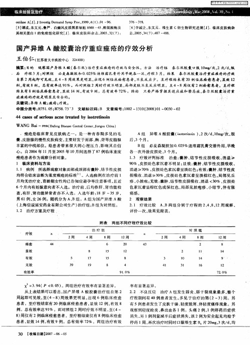 国产异维A酸胶囊治疗重症痤疮的疗效分析