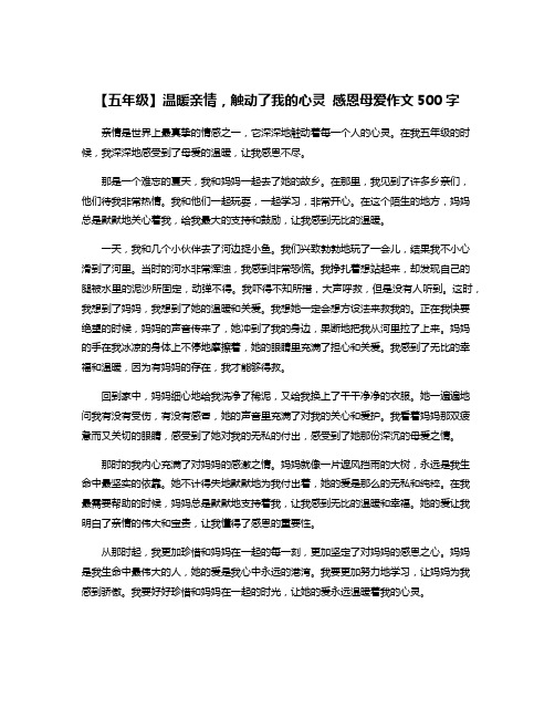 【五年级】温暖亲情,触动了我的心灵 感恩母爱作文500字