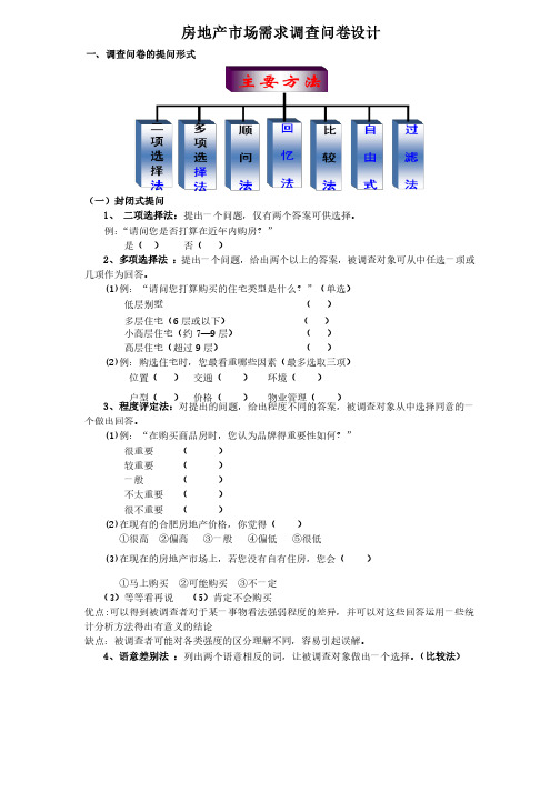 房地产市场需求调查问卷设计