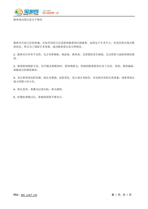 隆鼻成功需注意五个情况.docx