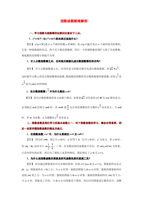 高考数学复习点拨 指数函数疑难解答