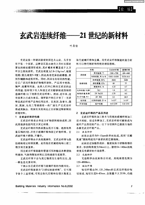 玄武岩连续纤维—21世纪的新材料