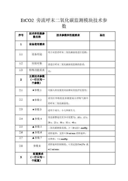 EtCO2旁流呼末二氧化碳监测模块技术参数