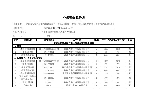 分项明细报价表