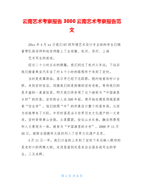 云南艺术考察报告3000云南艺术考察报告范文