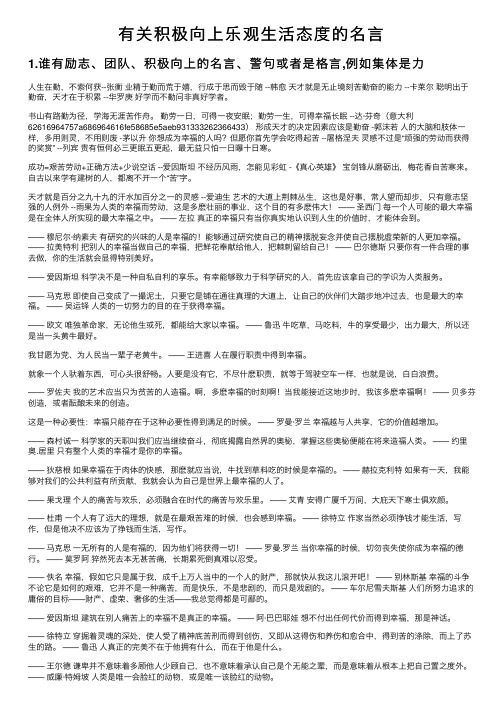 有关积极向上乐观生活态度的名言